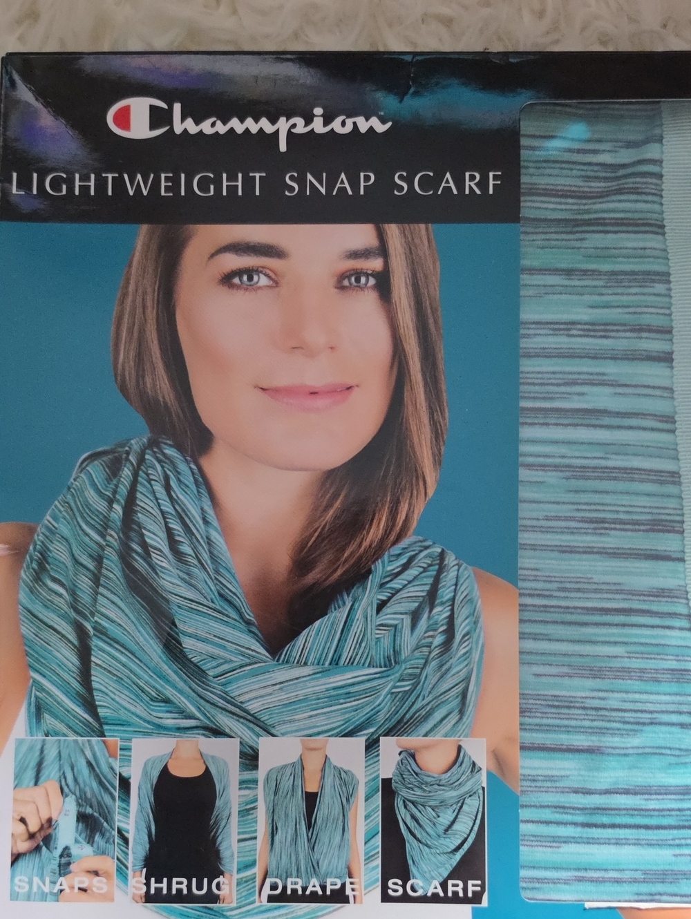 CHAMPION Women's Versatile Lightweight Snap Scarf Teal/Green Great for Travel